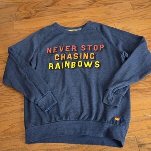 Aviator Nation Navy "Never Stop Chasing Rainbows" Medium Crew Sweatshirt